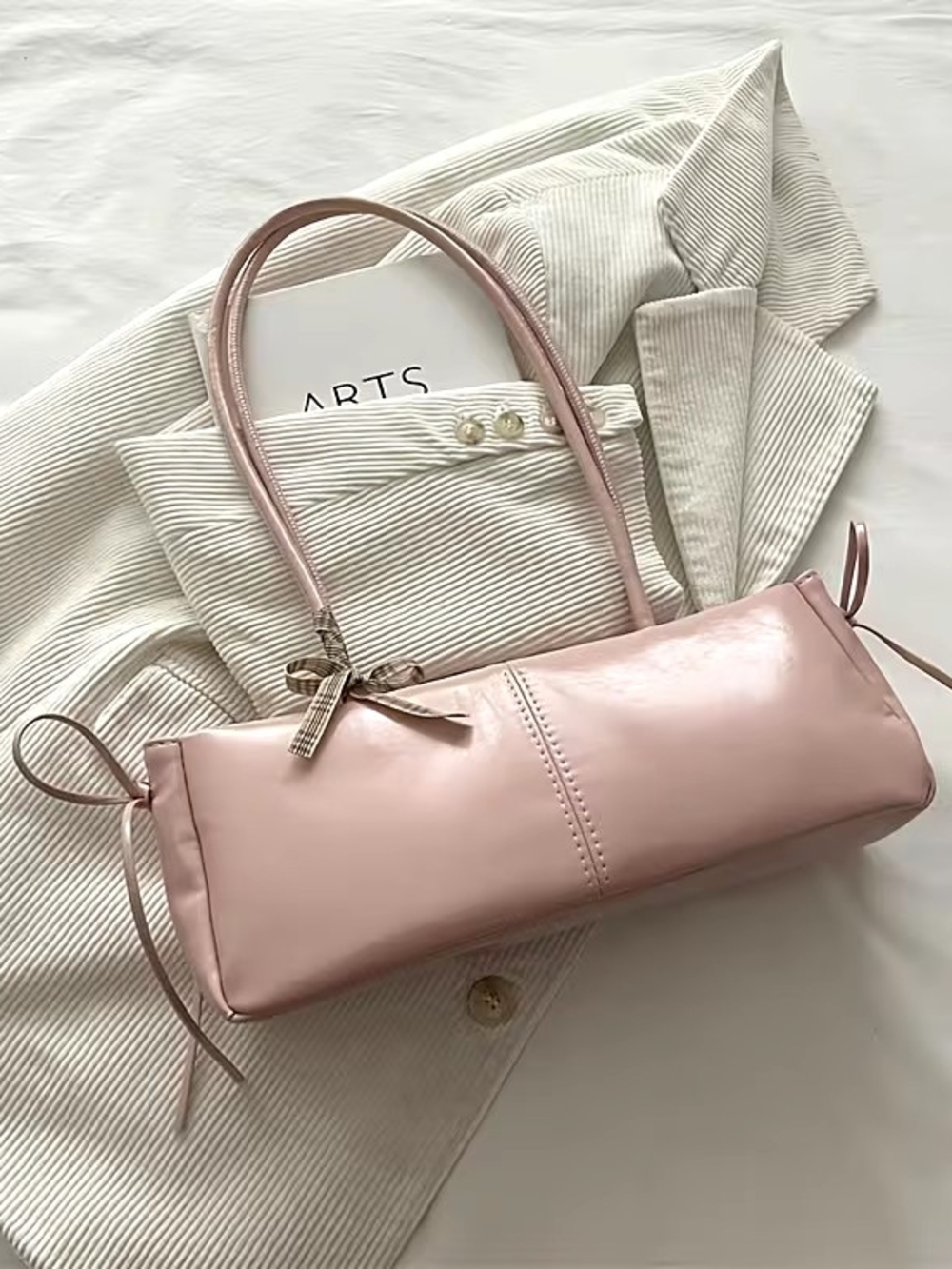 Elegant Pink Barrel Shoulder Bag - Minimal Chic